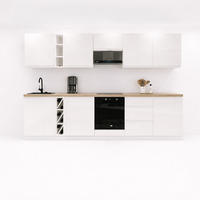 KÜCHENZEILE 320 cm - Aspen KA15-M320- in Weiß/Hochglanz - Weiß Hochglanz, Holz (320/212/52cm)