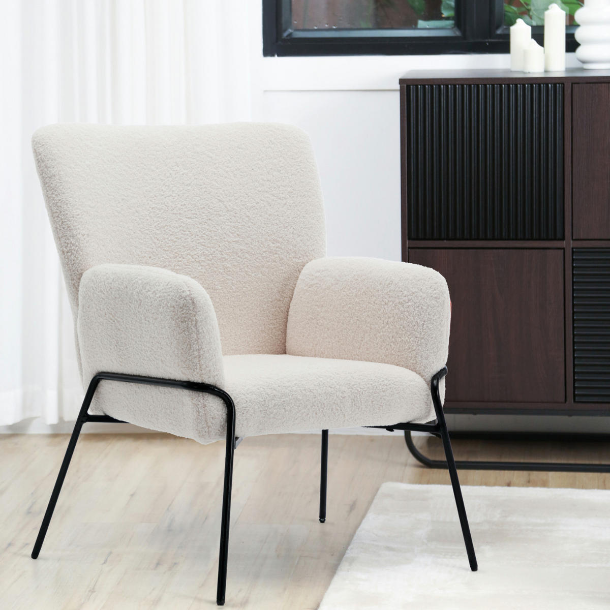 LOUNGESESSEL FREIA Teddy Weiß - Weiß, Textil (66/92/64cm) - SVITA