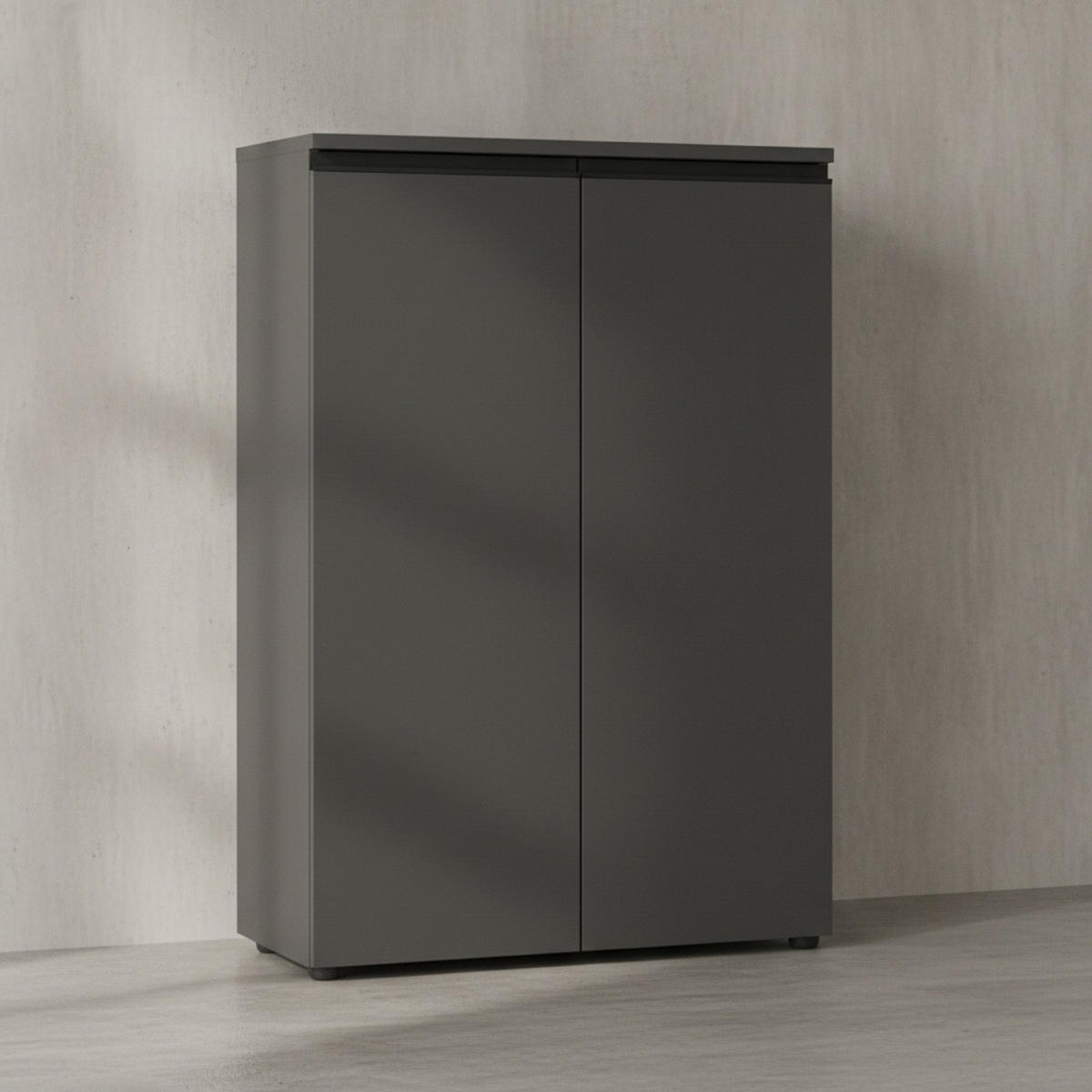 AKTENSCHRANK 2-türig Soft-Close, 3 Ordnerhöhen 81x120x40 cm Graphit - Schwarz, Holzwerkstoff (81/120/40cm) - KADIMA DESIGN