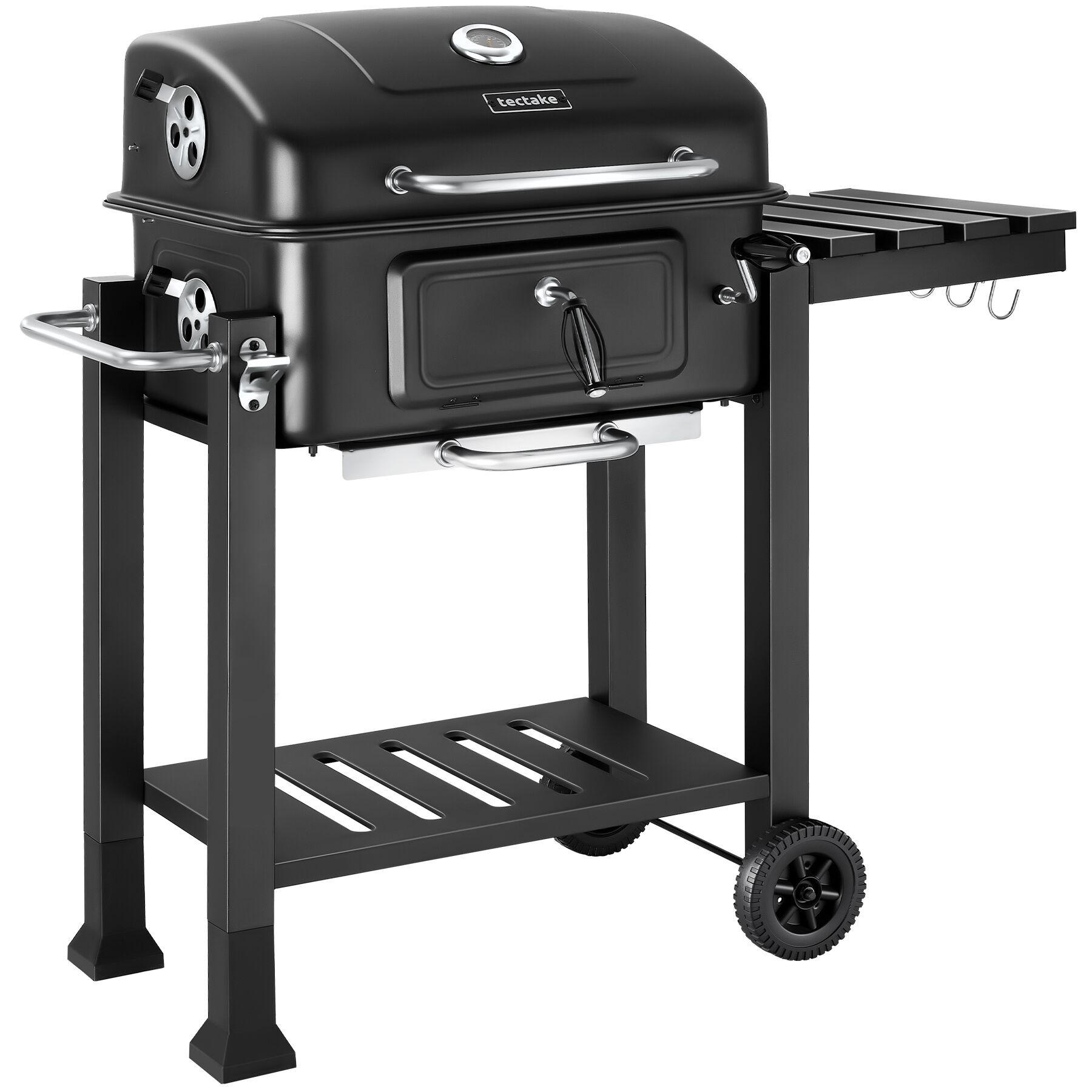 HOLZKOHLEGRILL Florian, 110 x 64 x 104 cm, untere Gitterablage, schwarz - Schwarz, Metall (110/104/64cm) - tectake