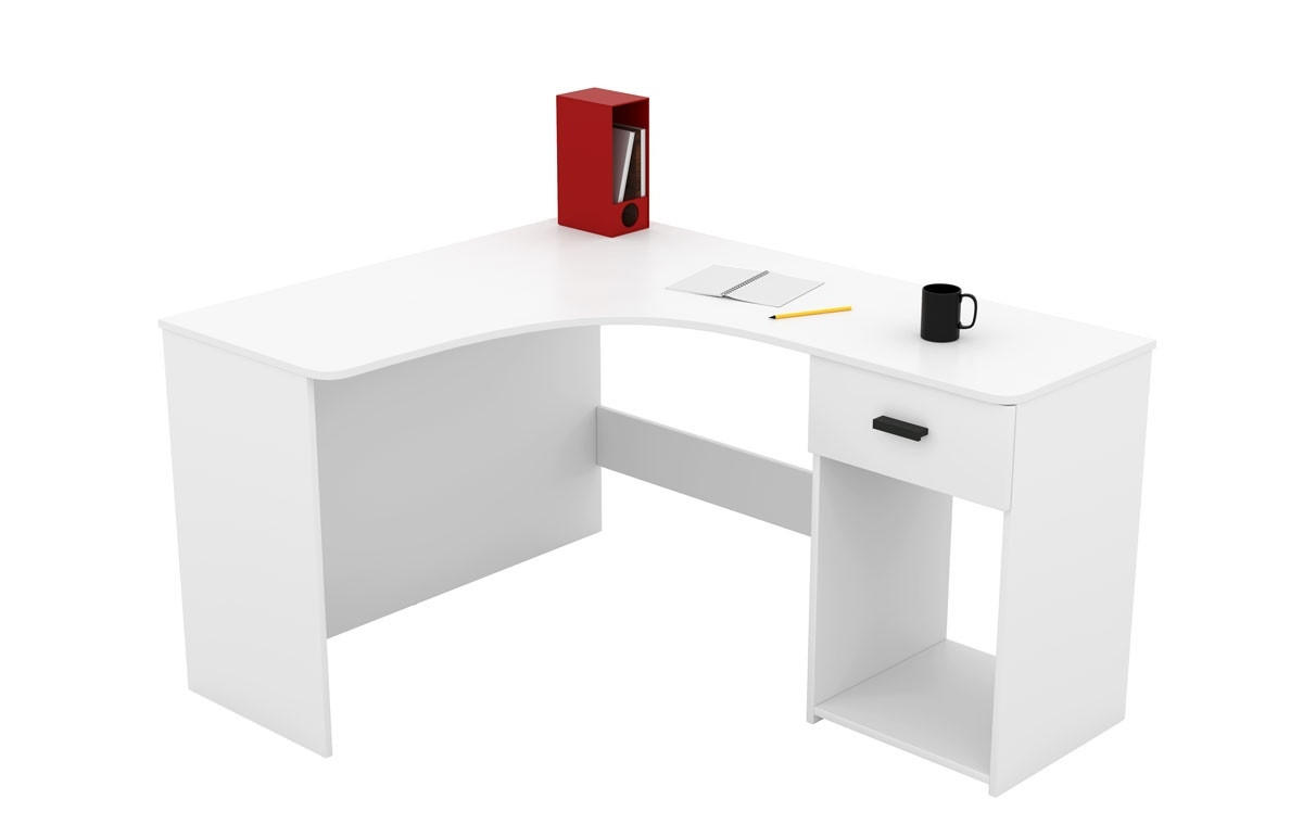 SCHREIBTISCH CANTONE 155x125x75 cm Bürotisch Computertisch, Weiß - Weiß, Holzwerkstoff (125/155/75cm) - MASSENO