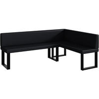 ECKBANK TONI_U - Schwarz, Leder (142/196cm) - Meblini