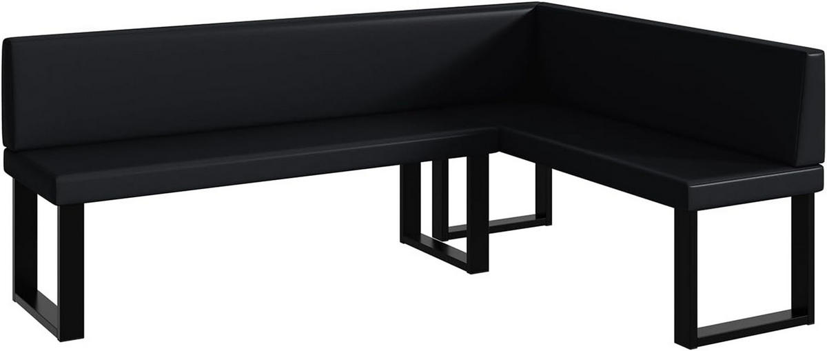 ECKBANK TONI_U - Schwarz, Leder (142/196cm) - Meblini