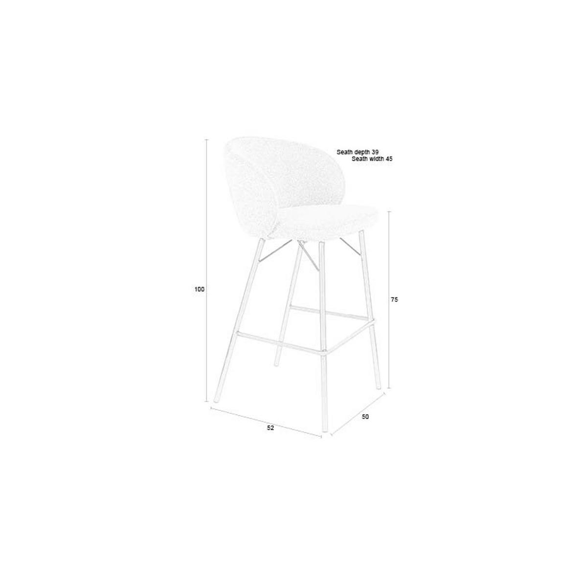 BARHOCKER Joa mit Rückenlehne 75 cm Bouclé Beige - 2 er Set - Beige, Kunststoff (52/100/50cm) - Housecraft Living
