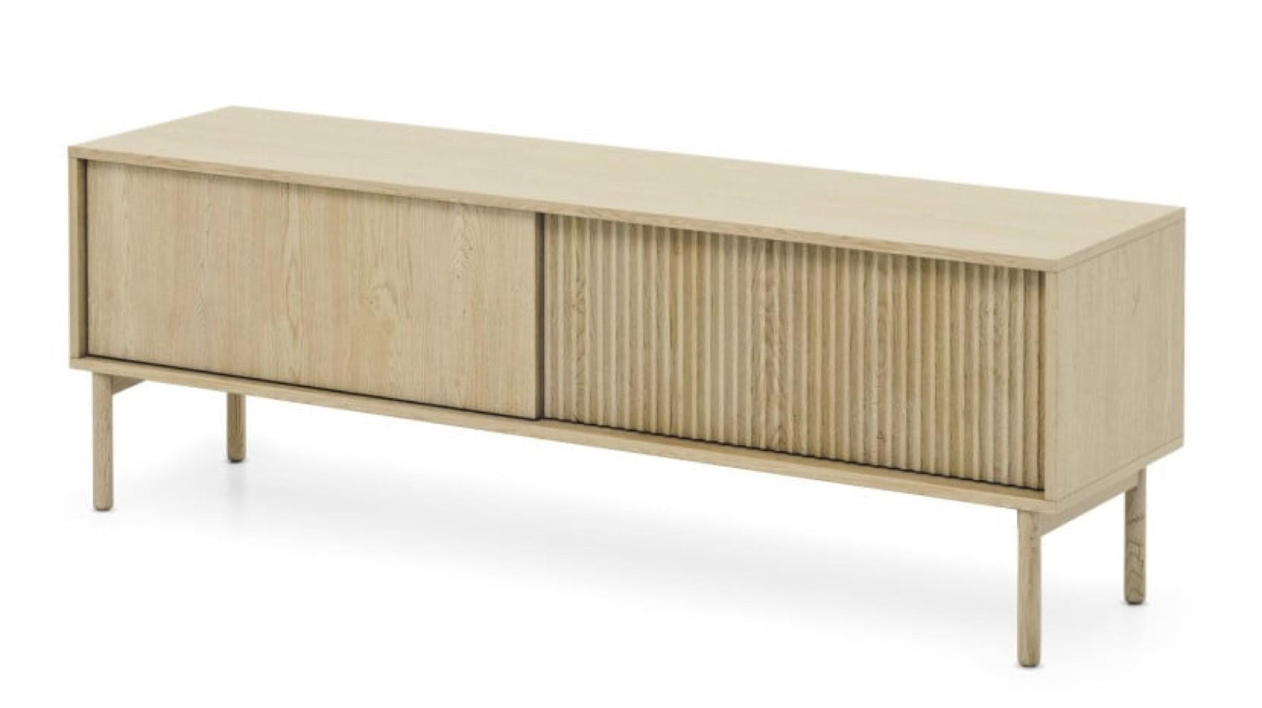 KOMMODE Weiß AVO Ryflowana RTV 2D 153 cm - Gelb, Holz (153.5/51.8/39.5cm) - Sepro Meble