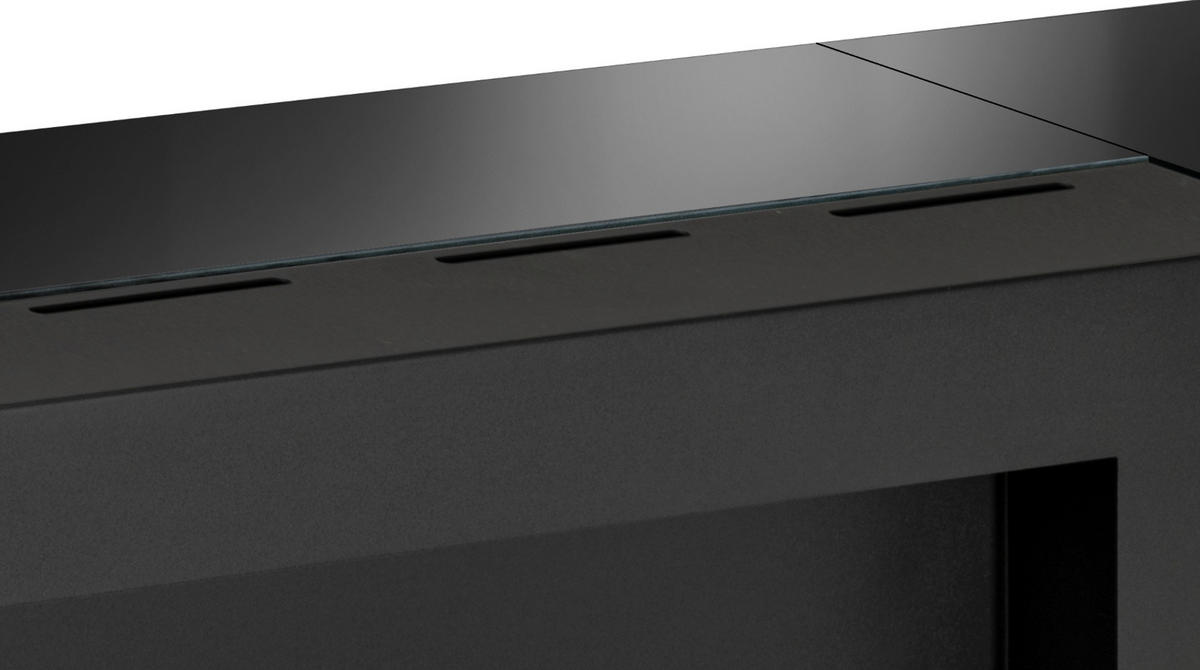 TV-LOWBOARD Wotan Eiche, schwarz 150 cm, TV unterteil mit Kamin - Eichefarben/Schwarz, Holz/Holzwerkstoff (150/47/46cm) - Inn.Furn