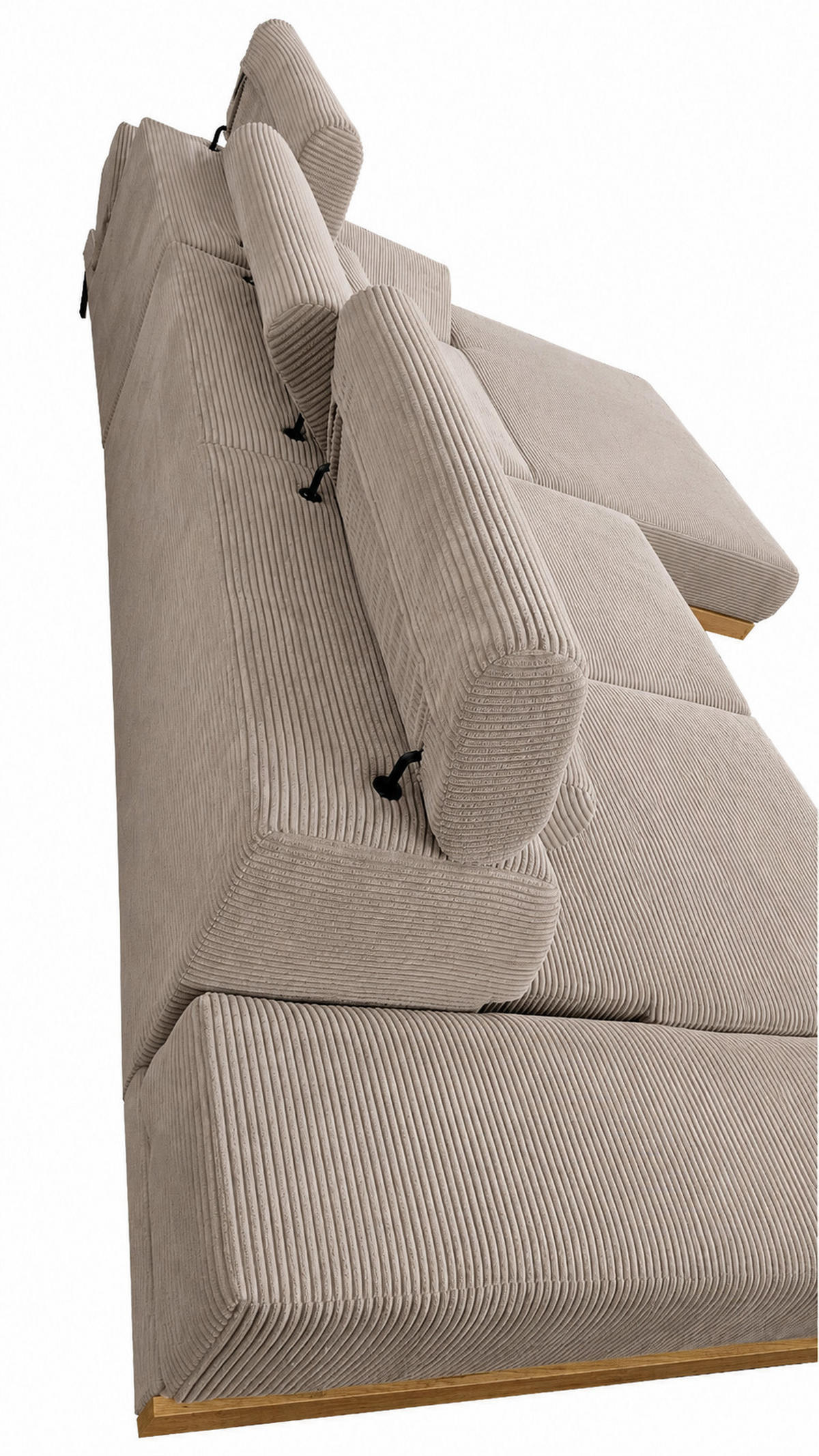 ECKSOFA MONTERO links, Cappuccino, elektr. Sitztiefe & Kopfstützen - Schwarz/Cappuccino, Textil/Metall (316/205cm) - KS Home Concept