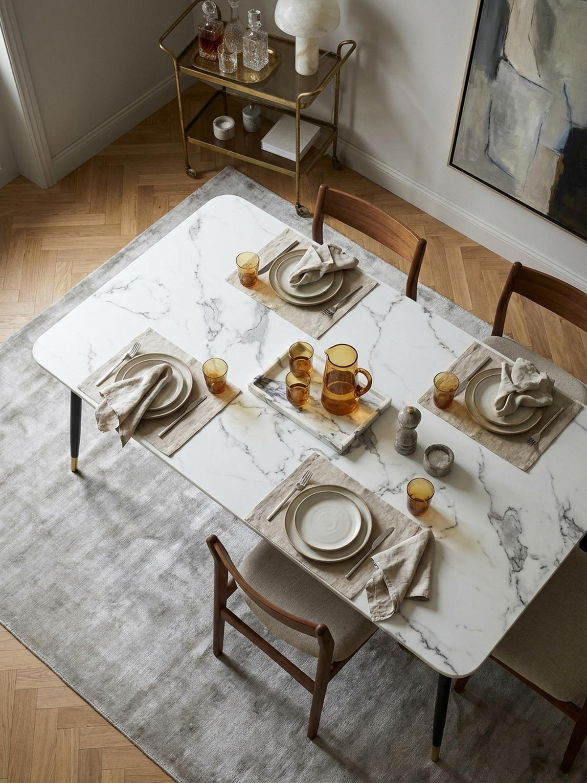 ESSTISCH Marmoroptik Metall Rechteckig Modern Klein, Weiß 160x80x76 cm - Goldfarben/Weiß, Holzwerkstoff/Metall (80/160/76cm) - KADIMA DESIGN