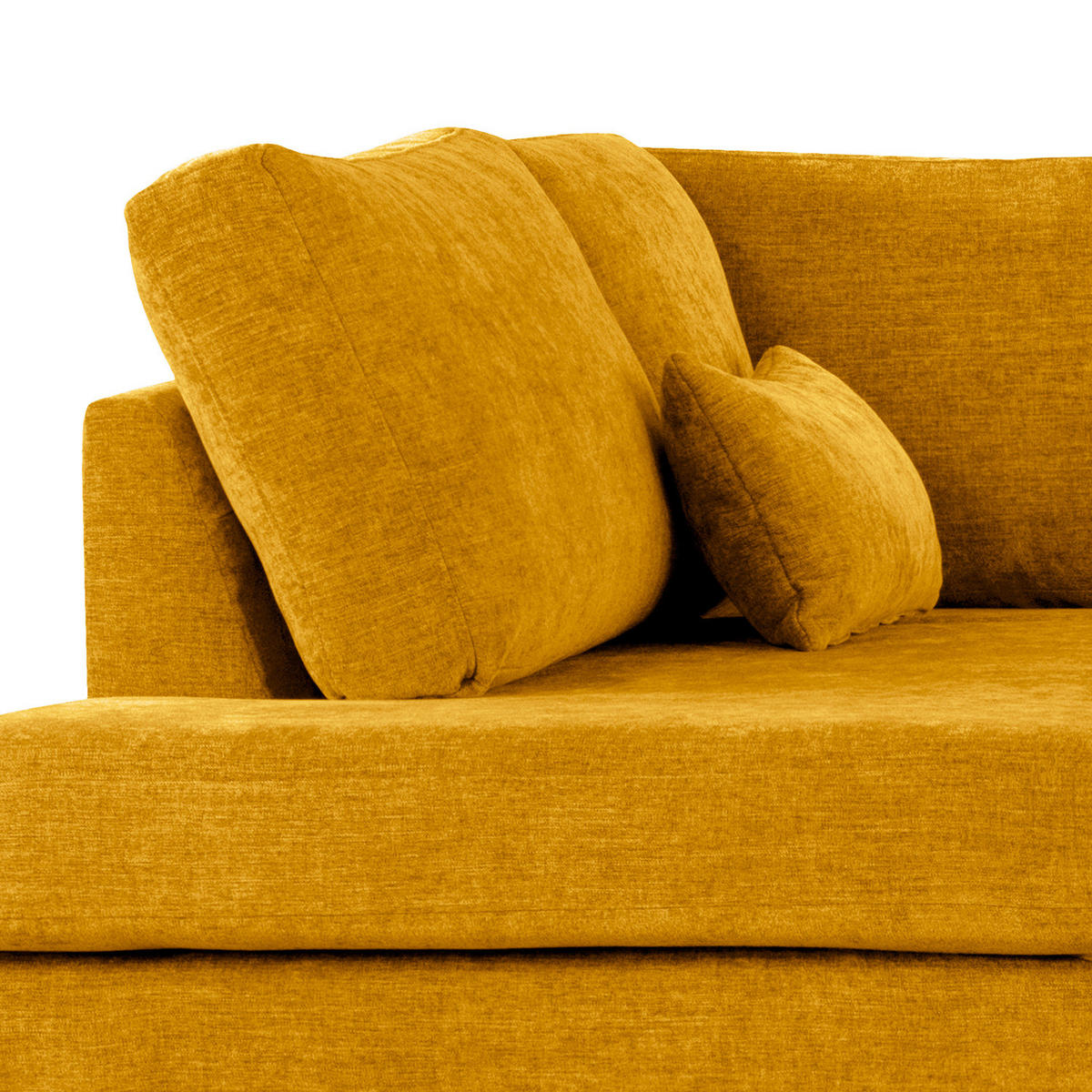 ECKSOFA mit Ottomane - Gelb/Buchefarben, Buchenholz/Textil (287/219cm) - home24