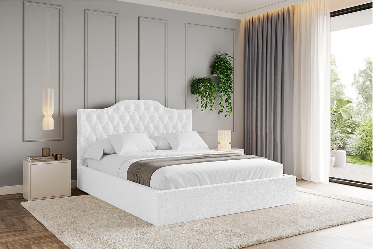 POLSTERBETT mit Bettkasten und Lattenrost, Boxbett ohne Matratze - FALIO 180x200 Weiß - Weiß, Holzwerkstoff/Textil (180/200cm) - ALTDECOR