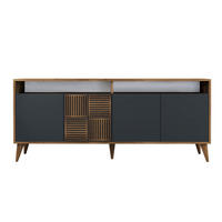 SIDEBOARD 4 Türen L180 cm - Milan - Wildeiche/Anthrazit, Holzwerkstoff (35/78.6/180cm) - Calicosy