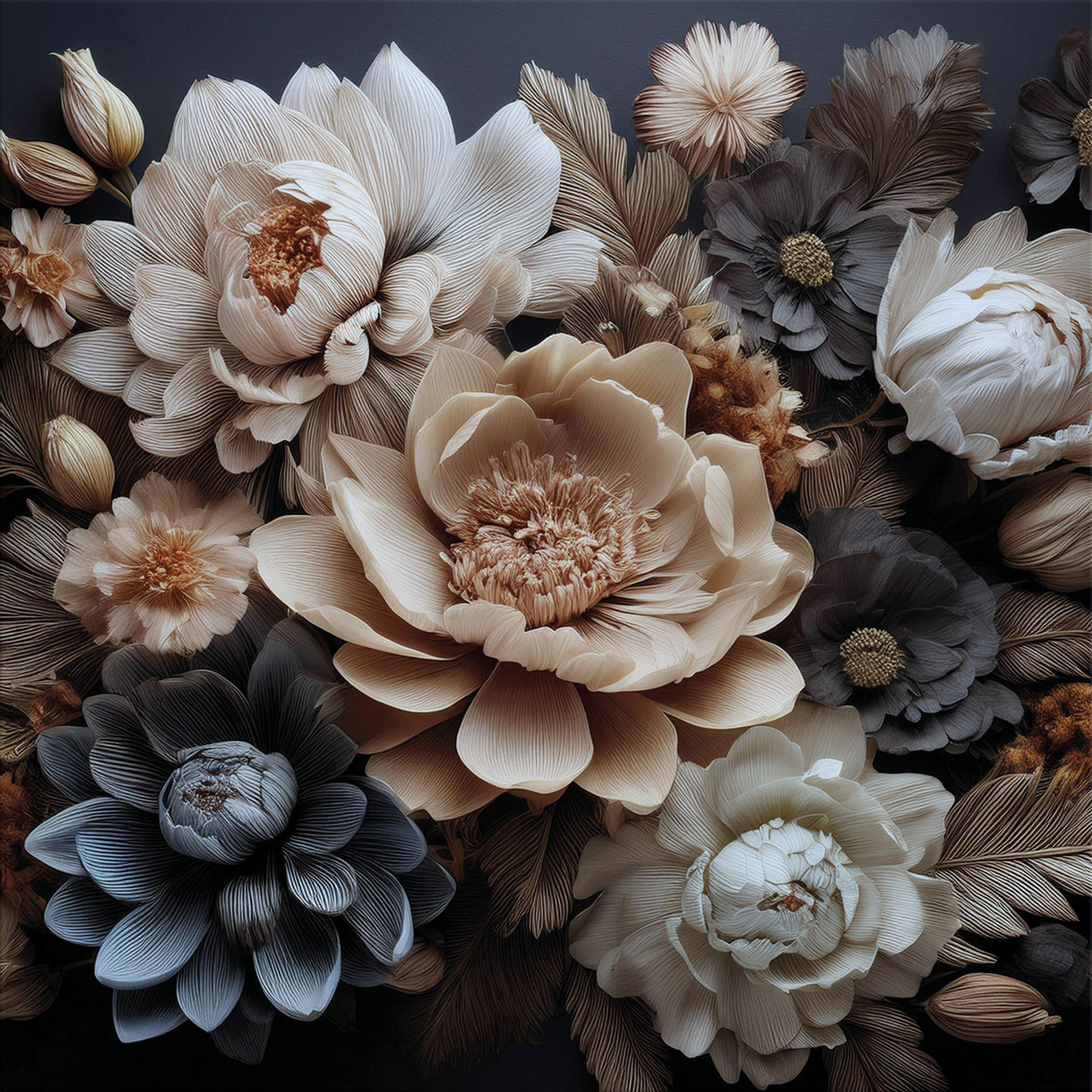 GLASBILD 30×30 cm Blumen beige grau - Beige, Glas (30/30cm) - artissimo