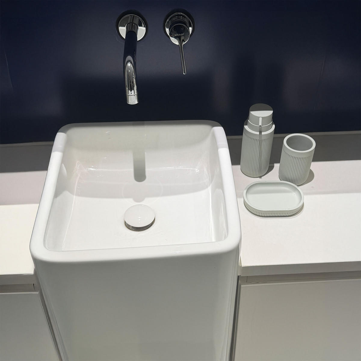 3-TLG.BAD-ACCESSOIRES - Grau, Kunststoff (6.5/17.5/6.5cm) - Relaxdays