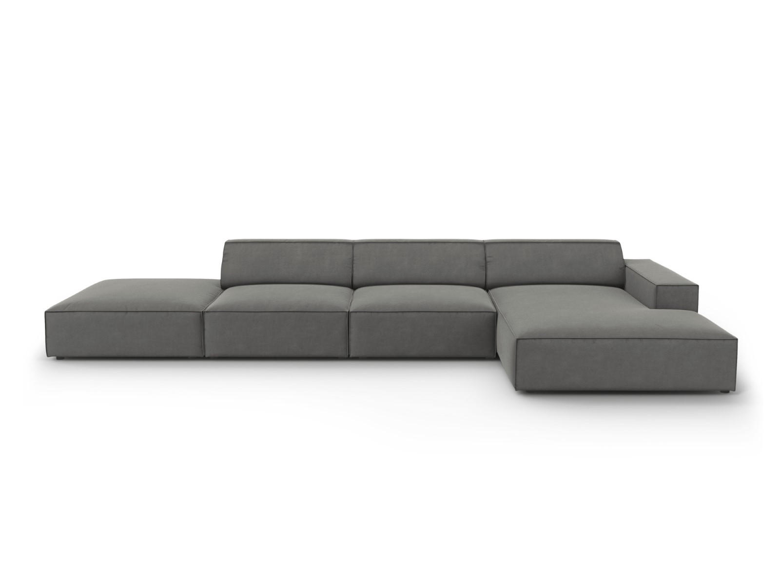 ECKSOFA rechts Jodie aus Samt hellgrau 5 Sitzplätze - Hellgrau, Textil (166/341cm) - Micadoni