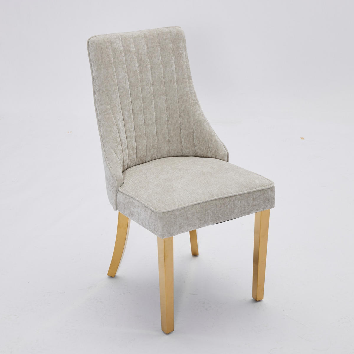 ESSZIMMERSTUHL 2er-Set mit hoher Rückenlehne Chenille Beige - Beige, Metall (50/95/65cm) - Meubliv