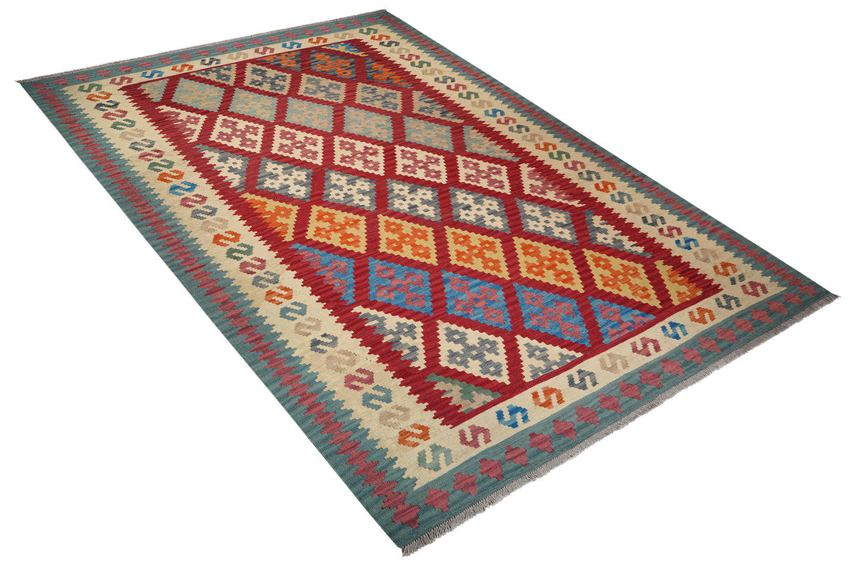 HANDWEBTEPPICH Kelim Gashgai Rot 293/213 cm Schurwolle - Rot, Textil (213/293cm) - Looma