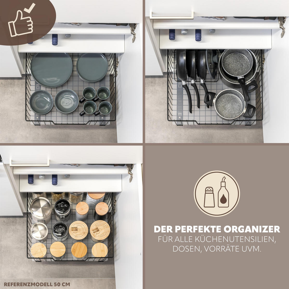 SCHRANK-KORBAUSZUG 30 cm, schwarz, Metall - Schwarz, Metall (30/23/50.5cm) - bremermann