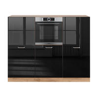 EINBAUKÜCHE R-Line Schwarz Hochglanz/Goldkraft Eiche 180 cm ohne AP - Honigeiche/Schwarz Hochglanz, Holzwerkstoff (180/81.6/46cm) - Vicco
