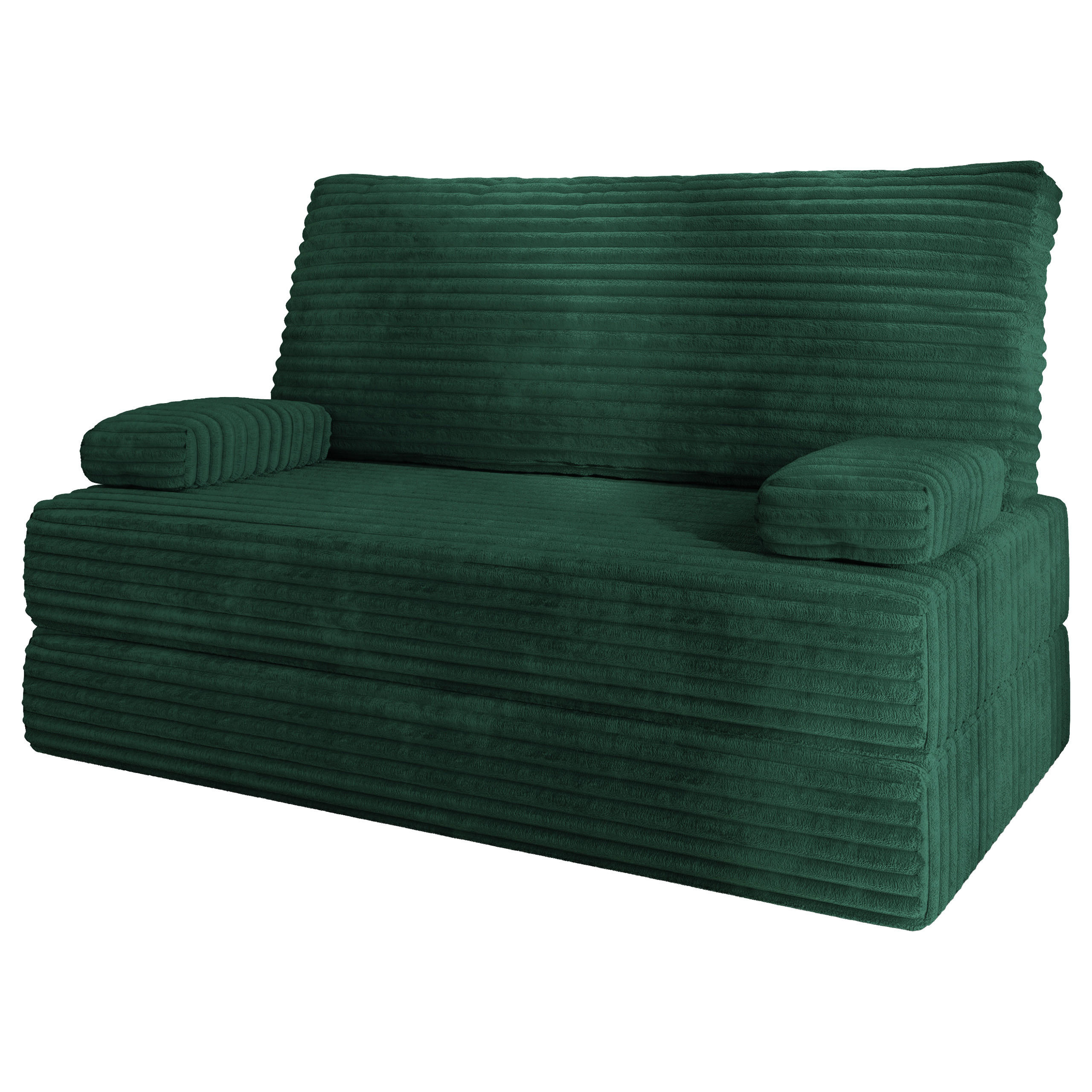 BETTSOFA LADIA aus Schaumstoff Cordstoff Grün Schlaffunktion - Grün, Textil (140/86/60cm) - MASSENO