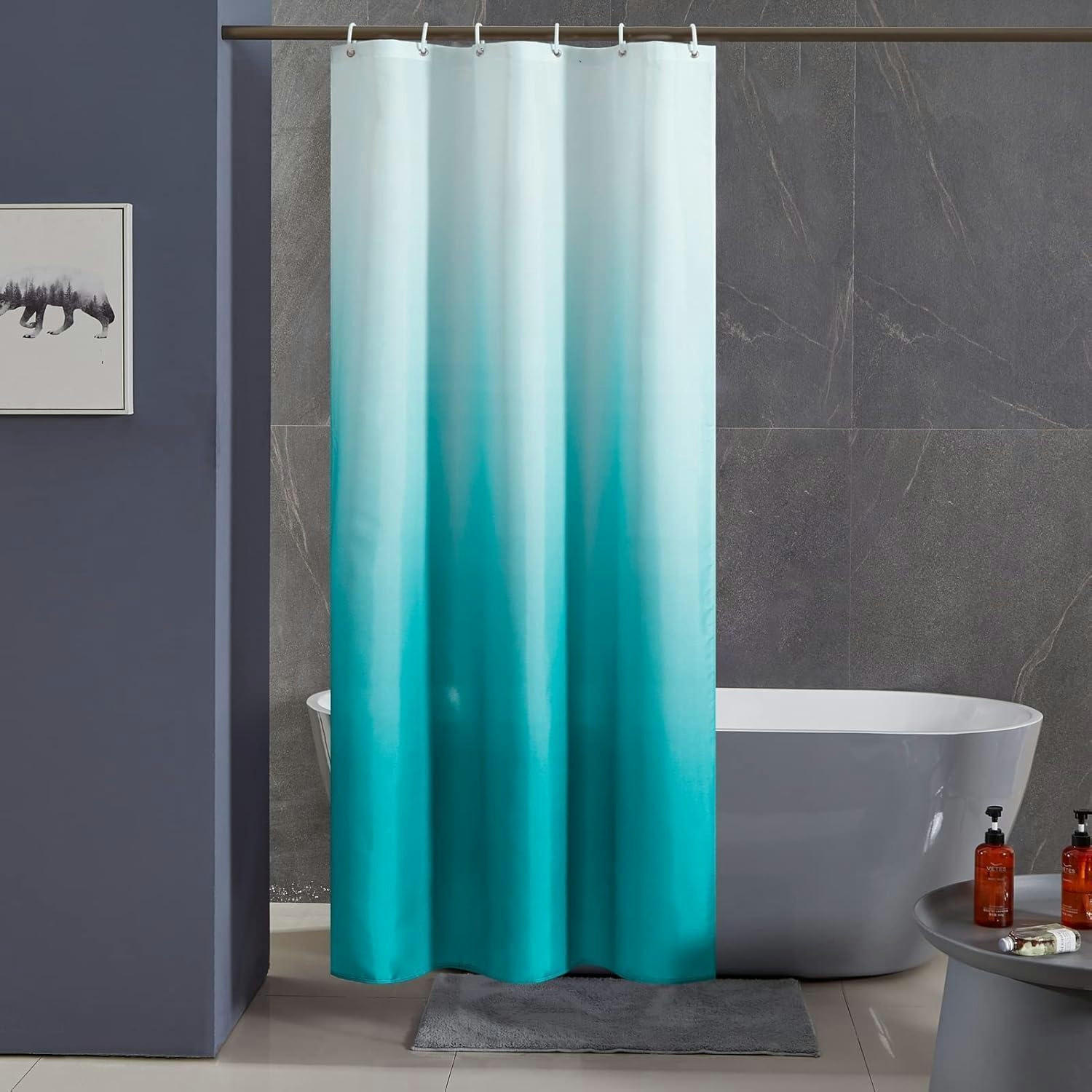 DUSCHVORHANG Textil Aquamarine 100 x 200 cm - Türkis, Textil (100/200cm)