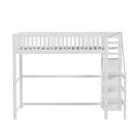 PATROVÁ postel 140/200 cm bílá dětská postel z borovicového dřeva se šatní skříní - bílá, dřevo (140/200cm) - OKWISH
