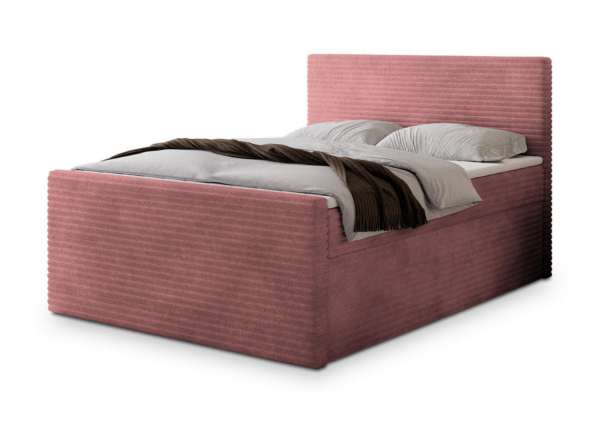 POSTEL BOXSPRING NOLEN 160x200 cm, s matrací a úložným prostorem, starorůžová - starorůžová, kompozitní dřevo/textil (160/200cm) - MASSENO