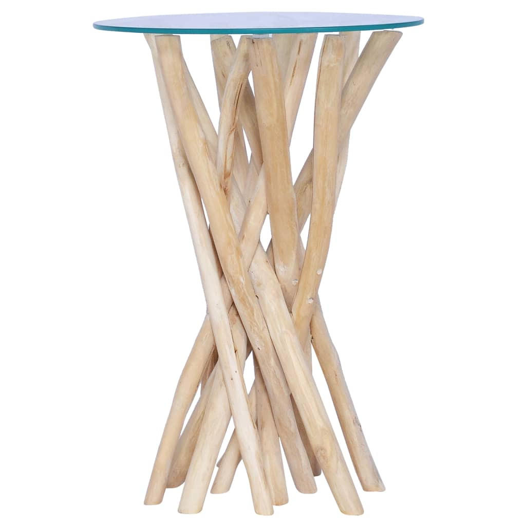COUCHTISCH mit Glasplatte 35x35x50 cm Massivholz Teak - Braun, Holz (35/35/50cm) - furnicato