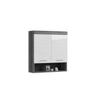 HÄNGESCHRANK Scout Bad in Rauchsilber Nachbildung und weiß hochglanz B/H/T: 74x79x24 cm - Silberfarben, Holz (74/79/24cm)