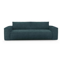 SCHLAFSOFA GERADE Samt Ozeanblau 214cm - Dunkelblau, Textil (214/90/100cm) - Sia Home