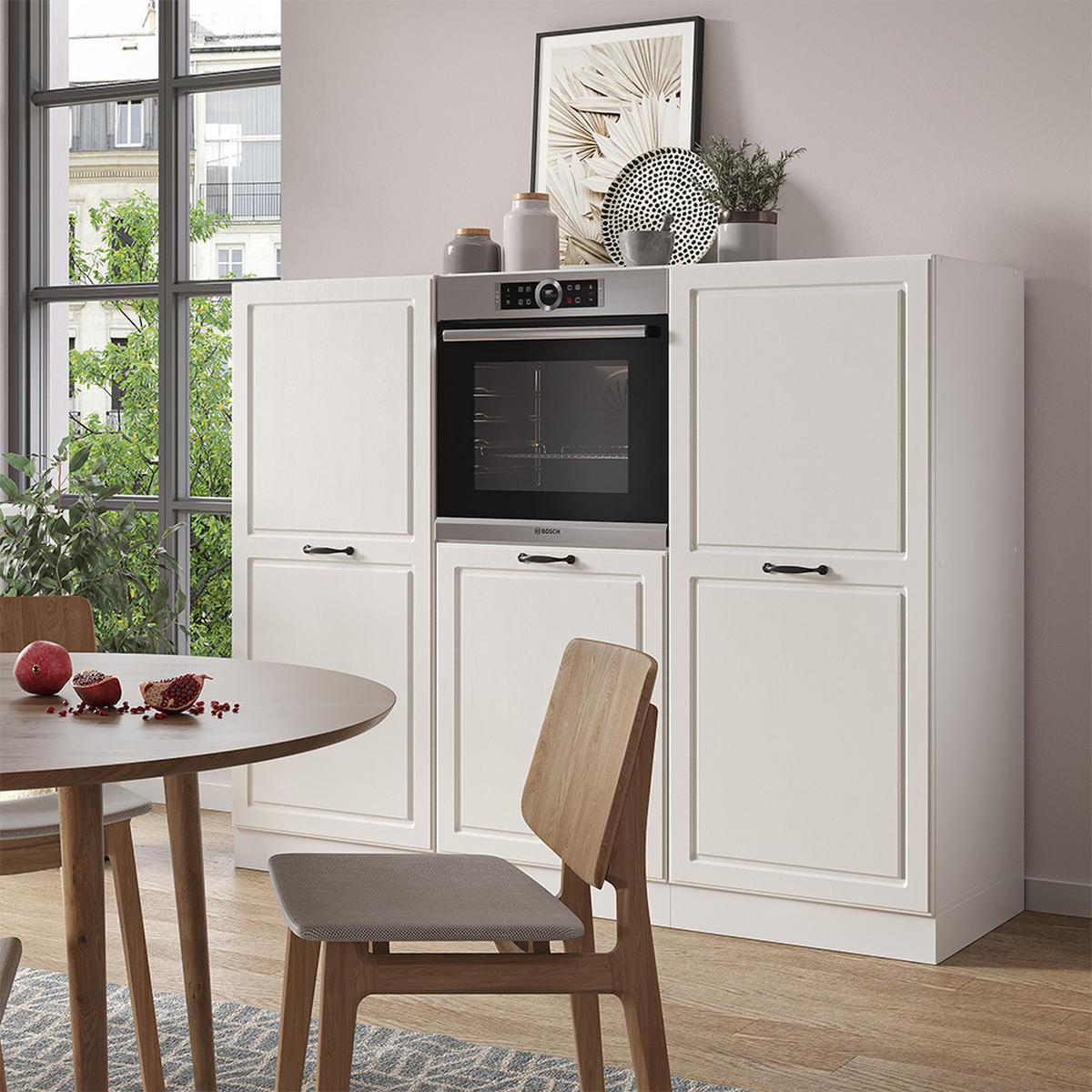 KÜCHENBLOCK R-Line Weiß Landhaus/Weiß 180 cm ohne AP - Weiß, Holzwerkstoff (180/81.6/46cm) - Vicco