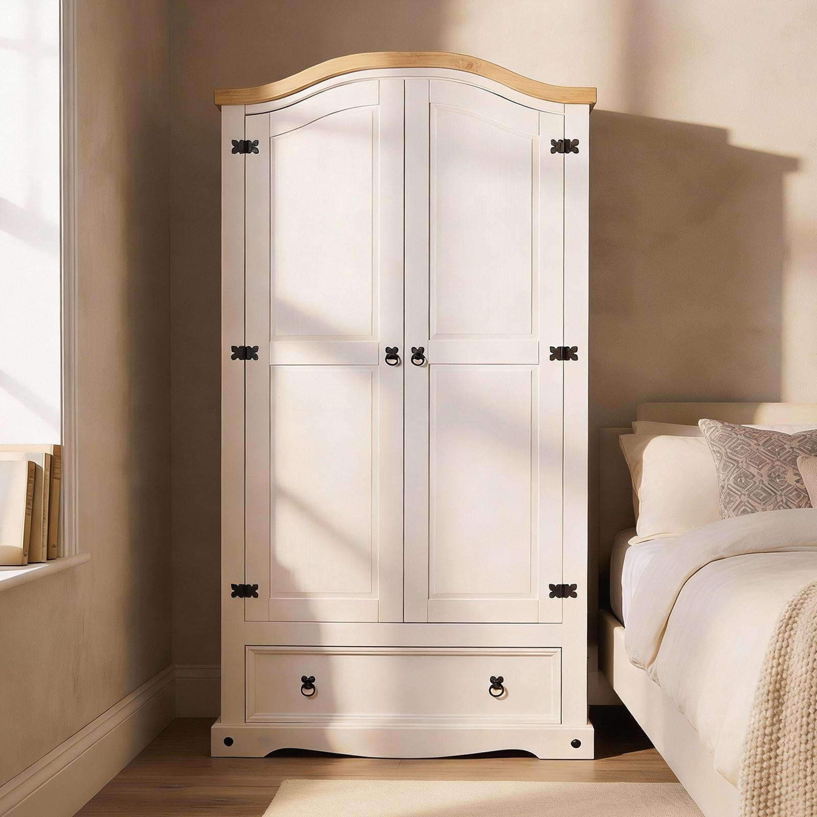 KLEIDERSCHRANK CAMPO - Weiß/Braun, Holz (100/190/51cm) - IDIMEX