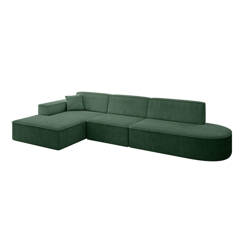 ALTDECOR ROHOVÁ SEDACÍ SOUPRAVA s otomanem vlevo IREA-L2-v4 – 327 x 165 x 77 cm, zelená