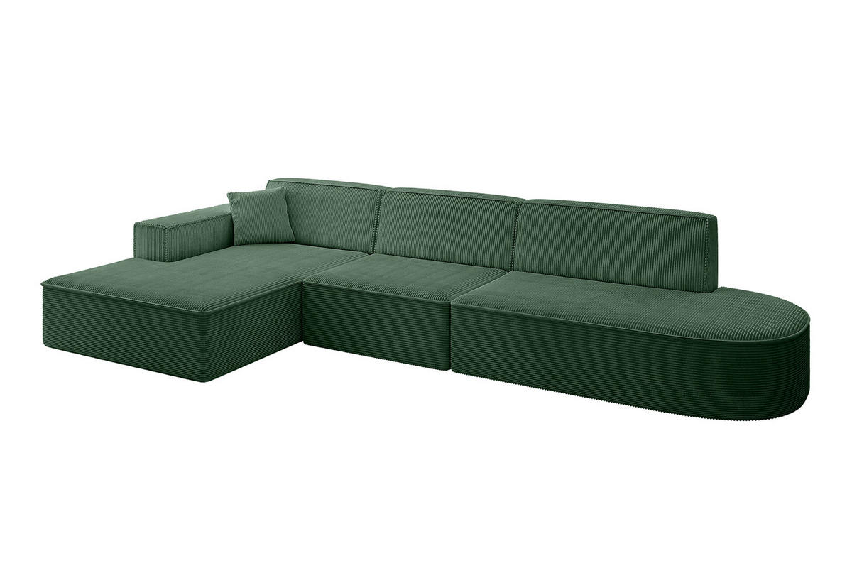 ECKSOFA Ottomane Links IREA-L2-v4 - 318x165x72,5 cm Grün - Grün, Holzwerkstoff/Textil (318/165cm) - ALTDECOR