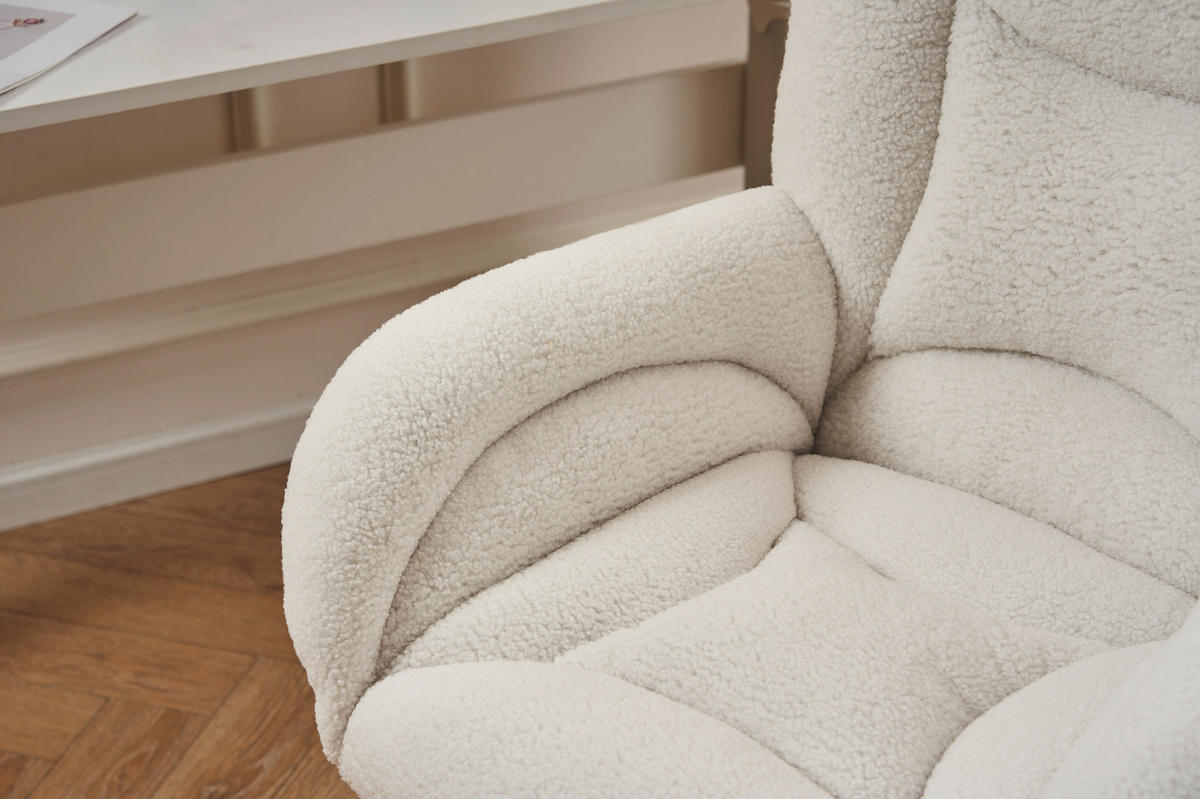 DREHSTUHL 64/92,5/62 cm Weiß aus Teddy-Stoff höhenverstellbar - Weiß, Textil (62/92.5/64cm) - OKMYHOME