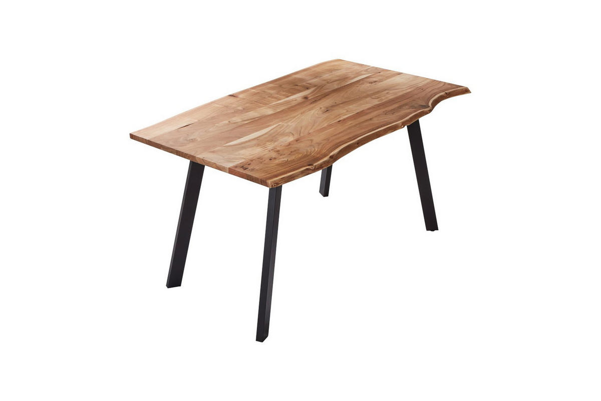 ESSTISCH LAXMI - Beige/Schwarz, Holz/Metall (80/140/77cm) - SAM