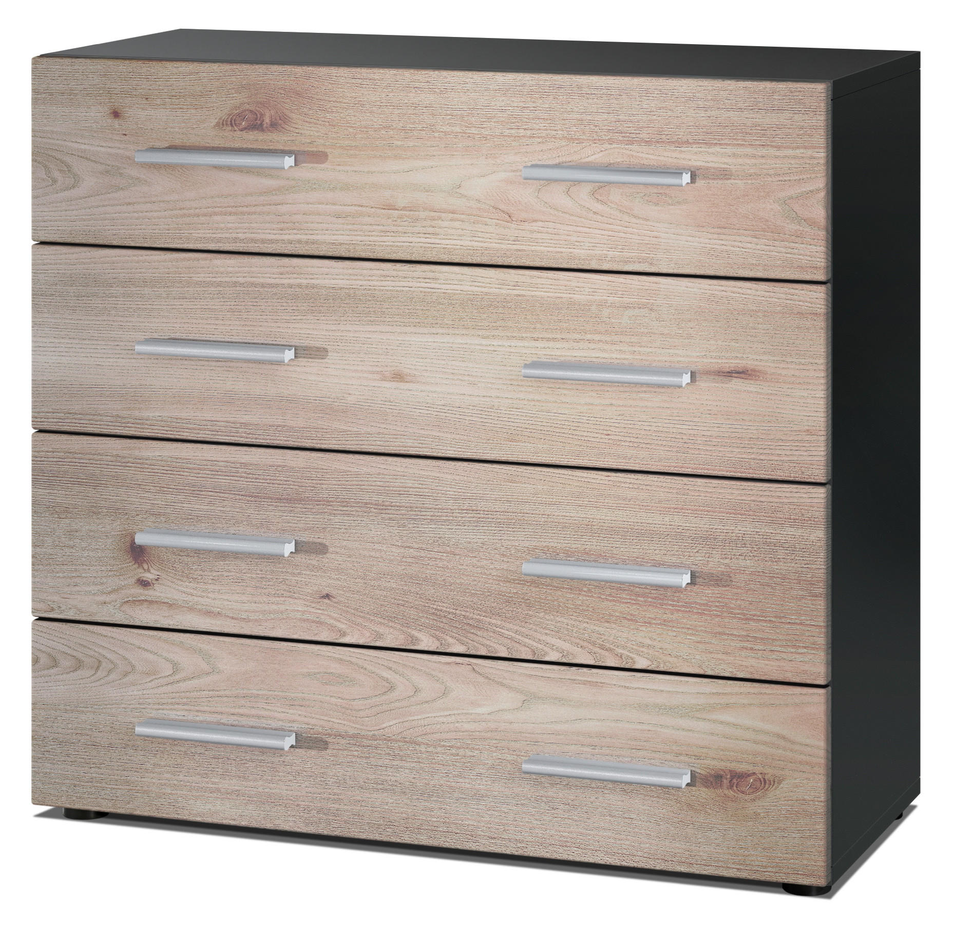 KOMMODE Pavos Eiche Nordic - Silbereichenfarben, Holzwerkstoff (76/72/35cm) - Vladon