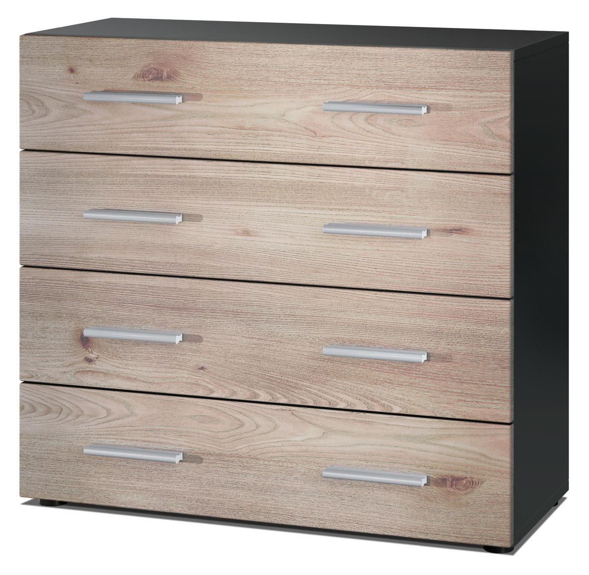 KOMMODE Pavos Eiche Nordic - Silbereichenfarben, Holzwerkstoff (76/72/35cm) - Vladon