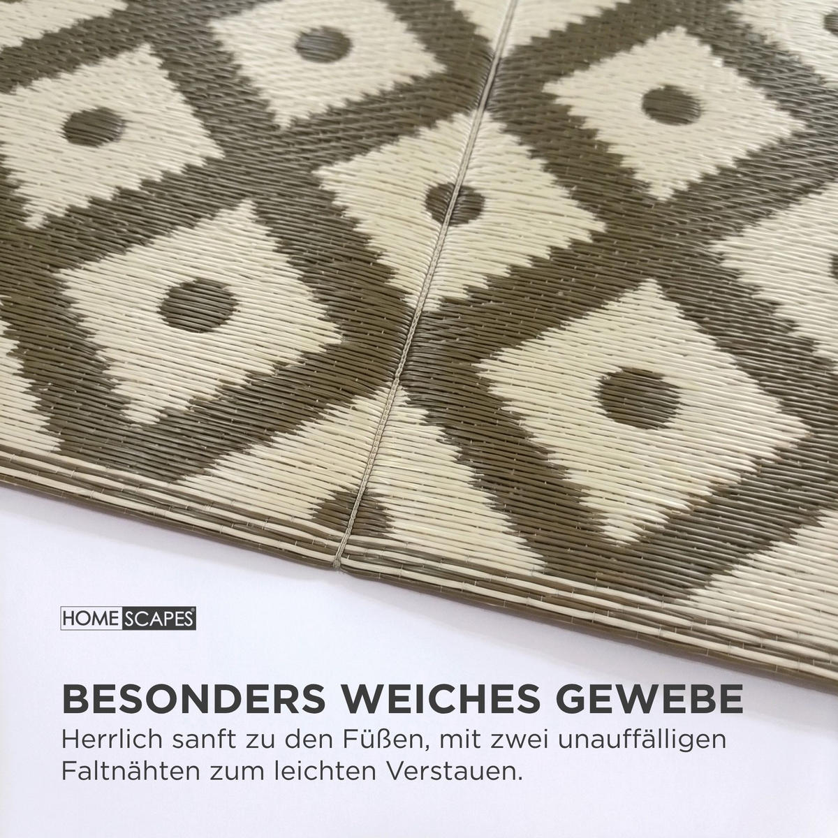 OUTDOORTEPPICH May geometrisch gemustert 180/270 cm - Olivgrün, Kunststoff (180/270cm) - Homescapes