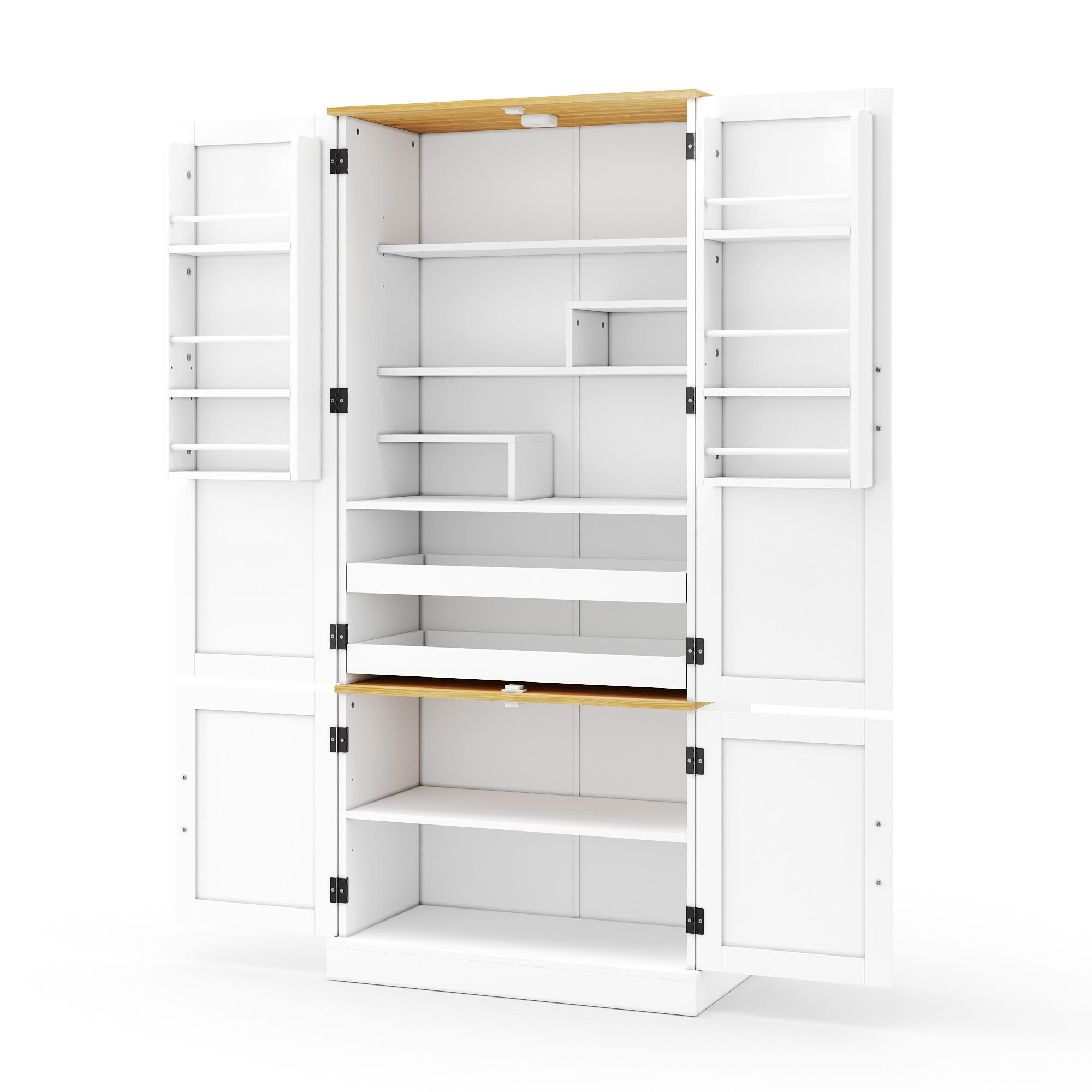KÜCHENSCHRANK weiß aus MDF mit Bewegungsmelder-Licht 80 × 40 × 181 cm - Weiß, Holzwerkstoff (80/181/40cm) - Luhomfu