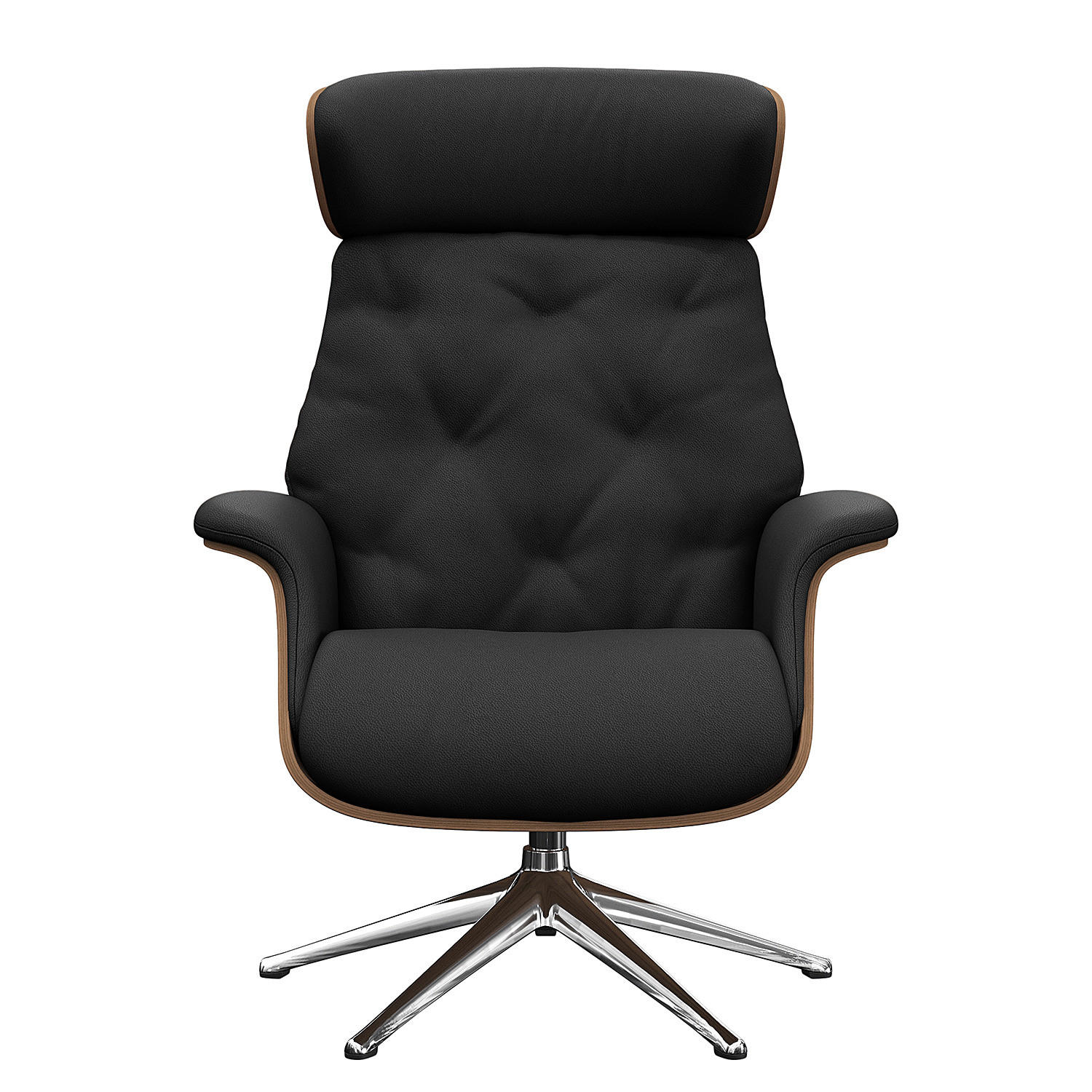 RELAXSESSEL - Echtleder - Chromfarben/Schwarz, Leder/Metall (83/112/83cm) - home24