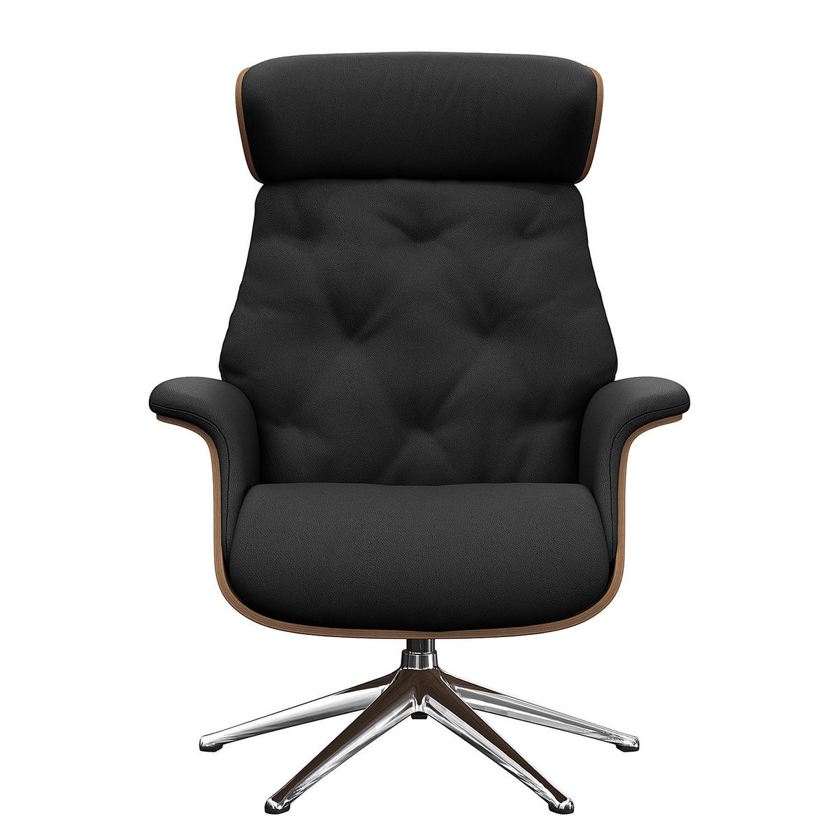 RELAXSESSEL - Echtleder - Chromfarben/Schwarz, Leder/Metall (83/112/83cm) - home24