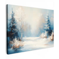 LEINWANDBILD Wald - Winter - Natur - Abstrakt - Schnee 40x30 cm - Weiß, Textil (40/30cm) - MuchoWow