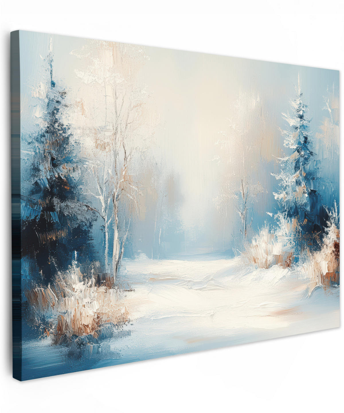 LEINWANDBILD Wald - Winter - Natur - Abstrakt - Schnee 40x30 cm - Weiß, Textil (40/30cm) - MuchoWow