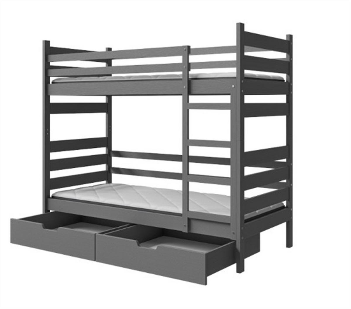 VYSOKÁ Postel DRAKO 80x190 s úložným prostorem, Antracit - antracitová, dřevo (80/190cm) - MASSENO
