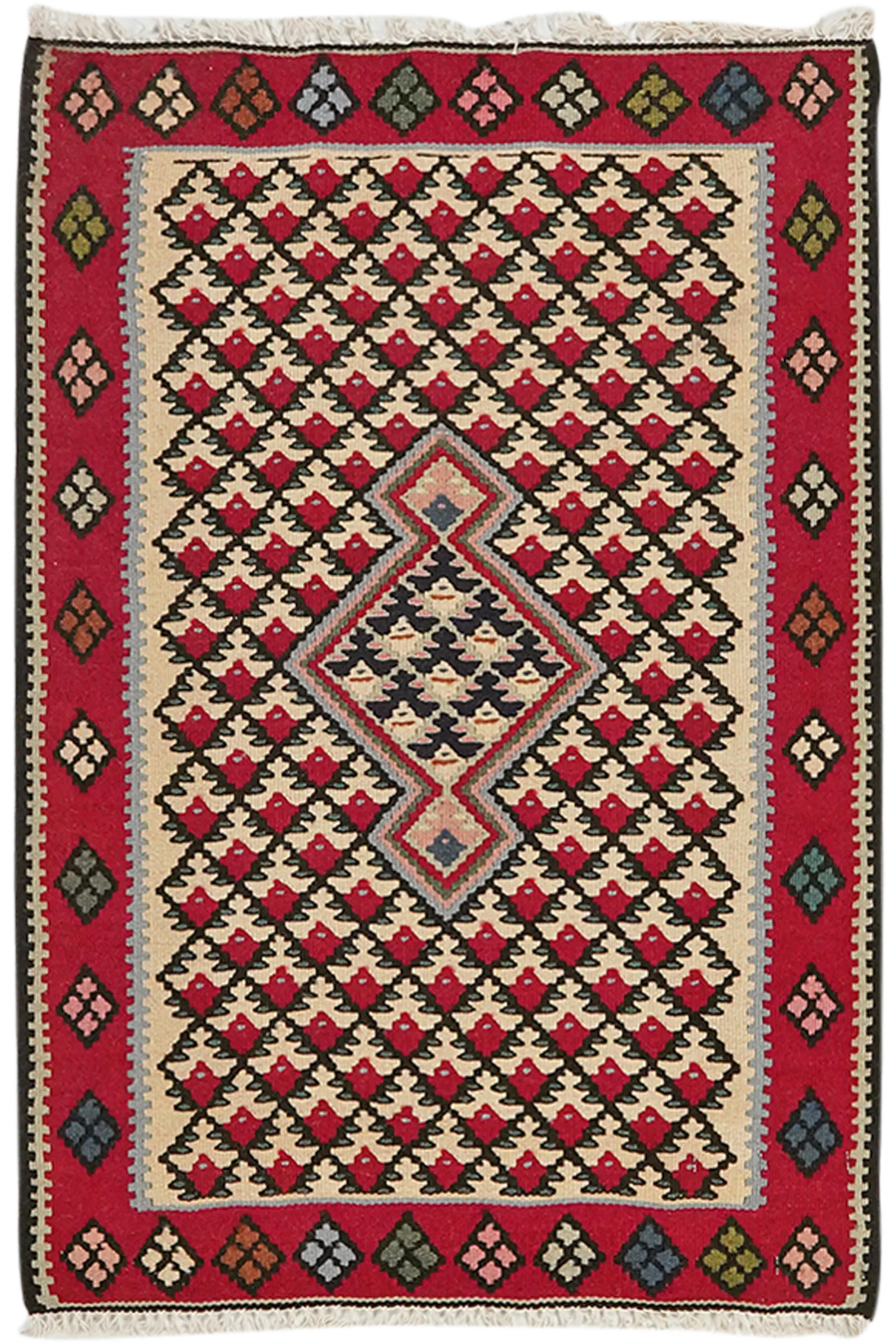 HANDWEBTEPPICH Kelim Senneh Mehrfarbig 85/57 cm Schurwolle - Multicolor, Textil (57/85cm) - Looma
