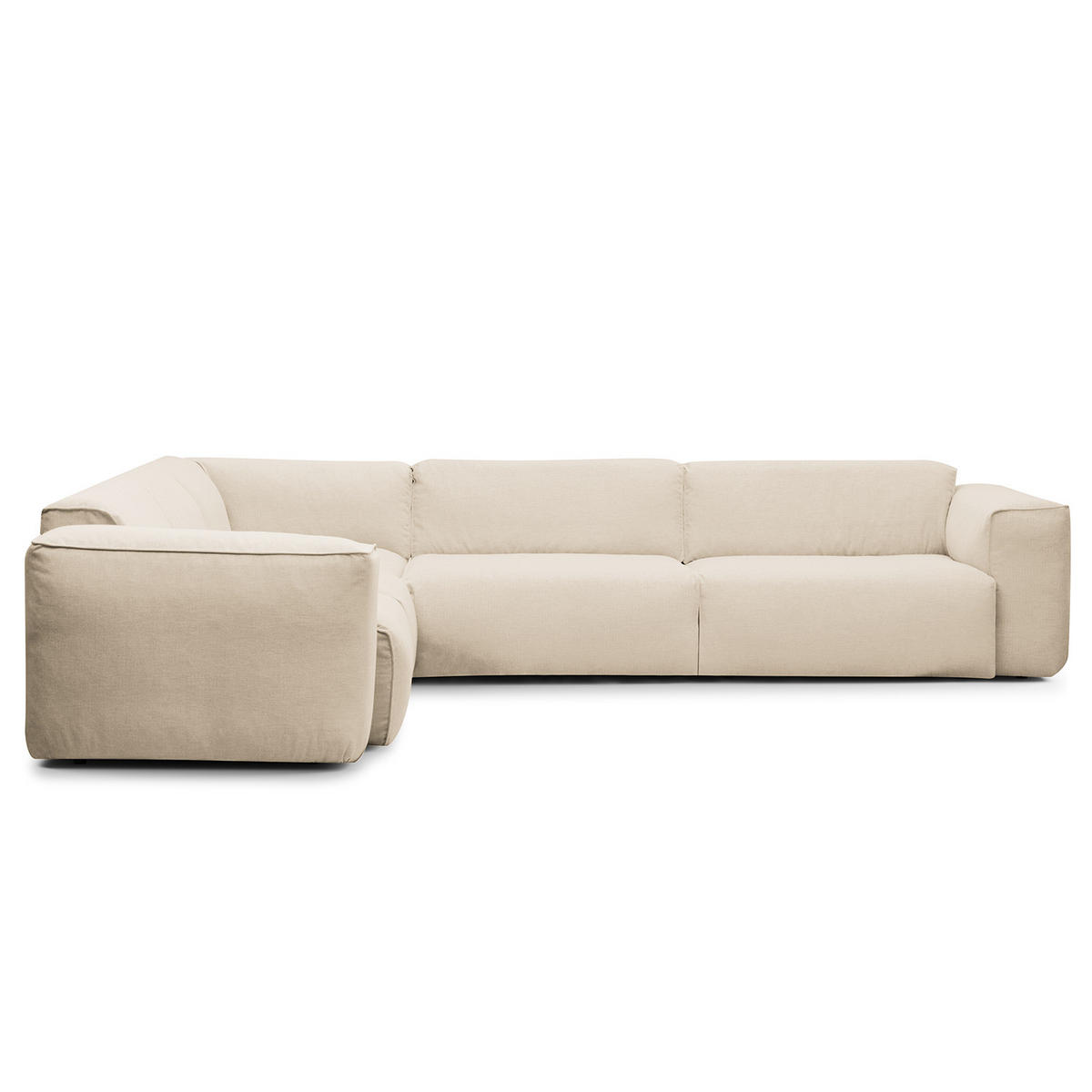 ECKSOFA mit Rundecke - Beige/Schwarz, Kunststoff/Textil (325/260cm) - home24