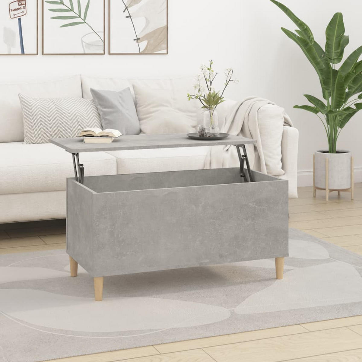COUCHTISCH Betongrau 90x44,5x45 cm Holzwerkstoff - Grau, Holzwerkstoff (90/44.5/45cm) - furnicato