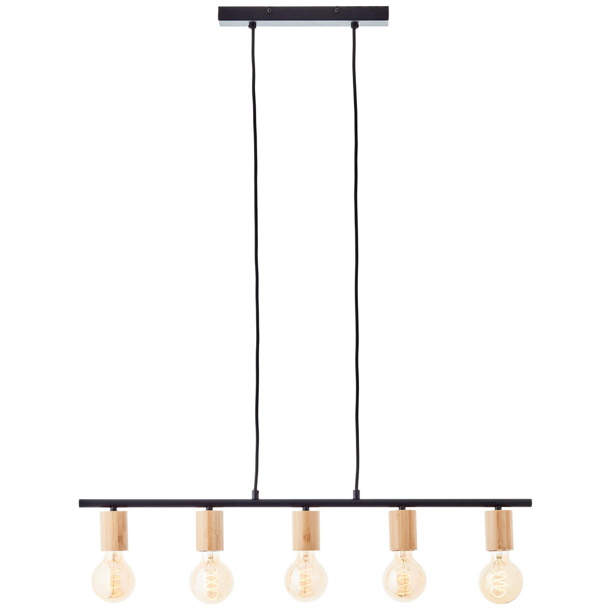 PENDELLEUCHTE Kerry 99713/76 - Schwarz, Holz (5/80/113cm) - Brilliant