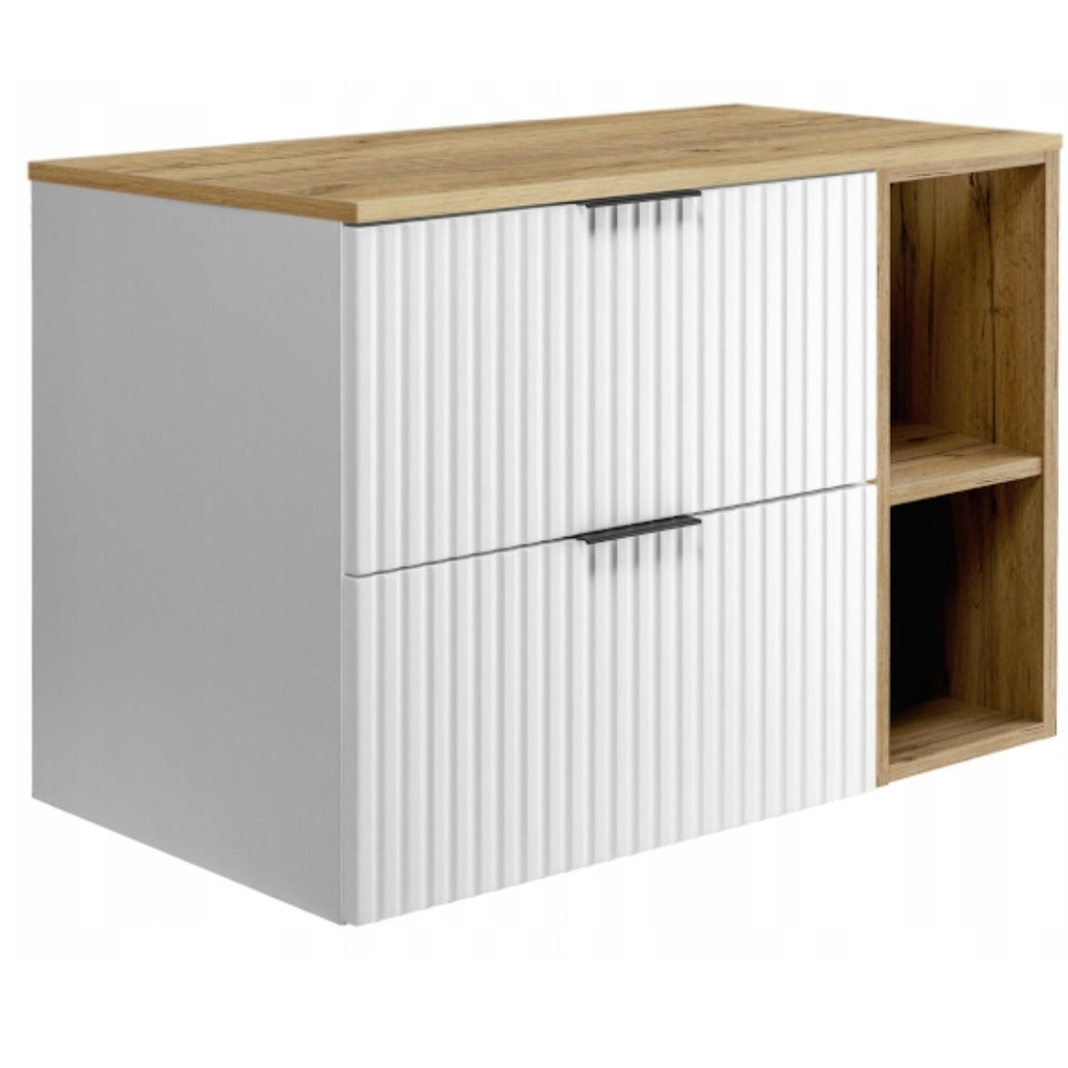 WASCHBECKUNTERSCHRANK FLOW mit Regal + Platte Eiche Craft 80/57/46 cm - Eichefarben, Holzwerkstoff (80/57/46cm) - Rodan