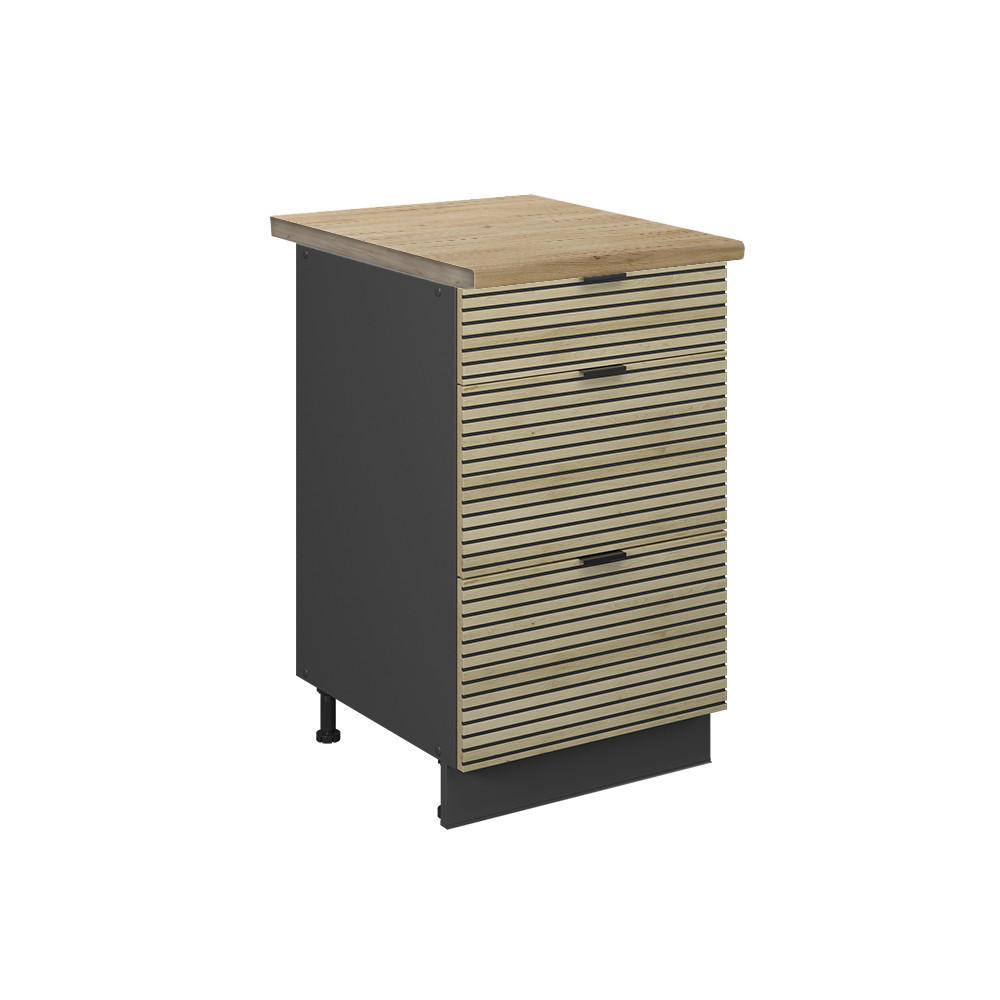 KÖKSUNDERSKÅP Fame-Line, Ekpanel/antracit, 50 cm, AP Oak Ekfärgad, Antracit 82/50/60 cm